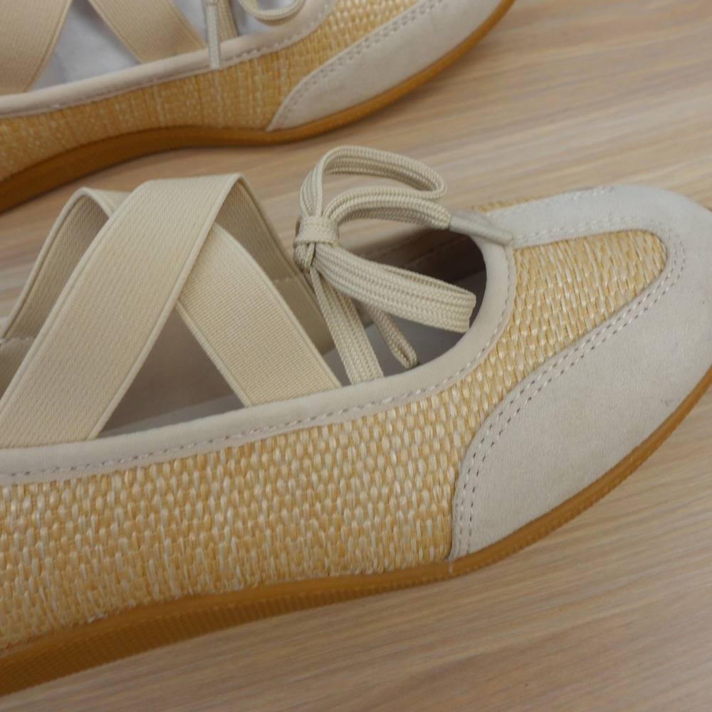Mary Jane Raffia Balletcore Sneakers Women 6 Neutral Tan Blockette DV Dolce Vita - Picture 8 of 11